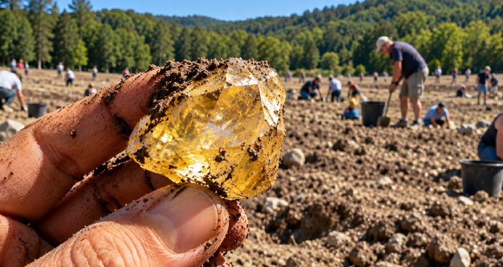 ABD’deki Crater of Diamonds Parkında Ziyaretçiler Tarafından Değerli Elmaslar Çıkarılıyor